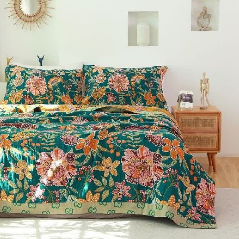 Luxuriant Flower Cotton Reversible Soft Quilt - image 1