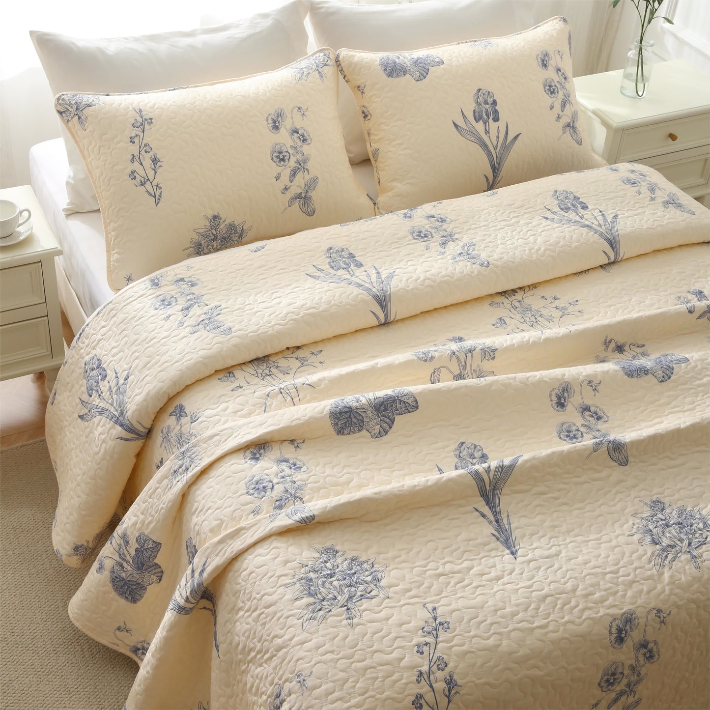 Morning Glory Quilted Cotton Bedding