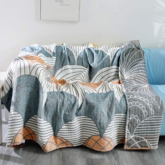 Shell Print Blanket Reversible Sofa Cover