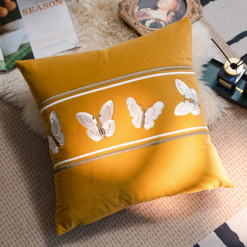 Embroidery Butterfly Soft Decorative Pillowcase