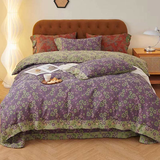 Floral Pattern Cotton Gauze Bedding Sets(4PCS)