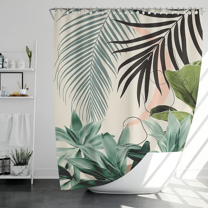 Tropical Style Leaf Decorative Shower Curtain