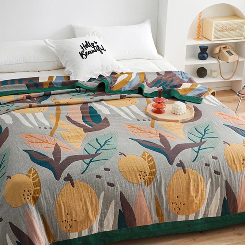 Reversible Design Cotton Fruit Quilt Lightweight