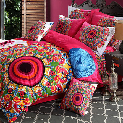 Boho Flower Pure Cotton Bedding Set (4PCS)