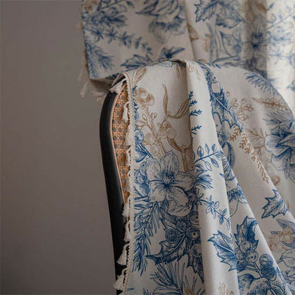 Ownkoti Blue Flower Pine Light Filtering Curtain