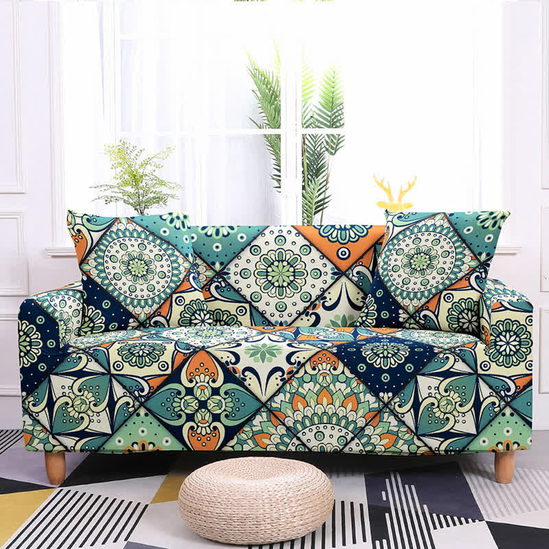 Ownkoti Retro Pattern Elastic Stretchable Couch Cover