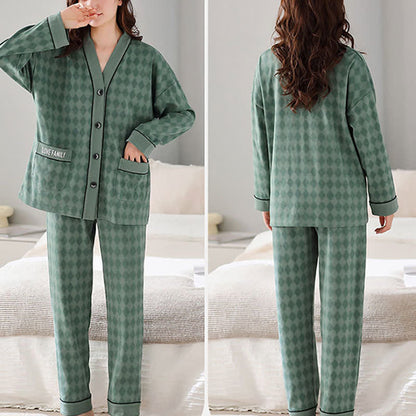 Plus-size Argyle Cotton Loungewear Set