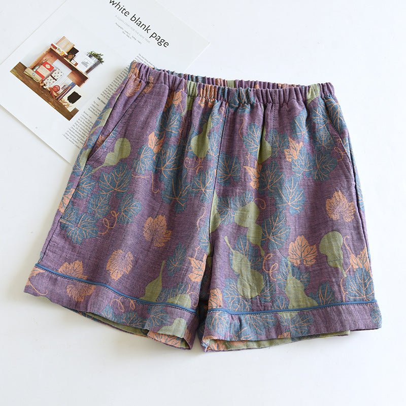 Double Layers Cotton Gauze Gourd Pajama Shorts