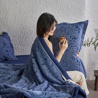 Dark Blue Retro Cotton Gauze Bedding Collection