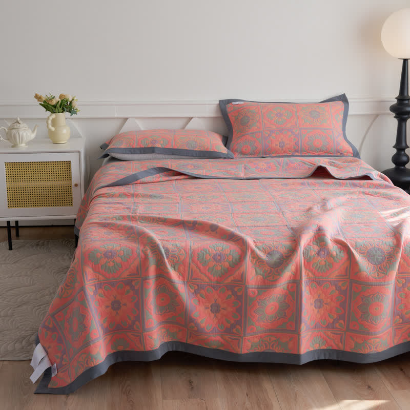 Luxious Jacquard Floral Cotton Gauze Quilt