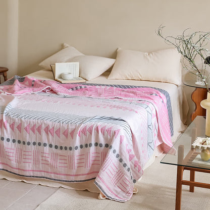 Geometric Pattern Cotton Gauze Towel Quilt