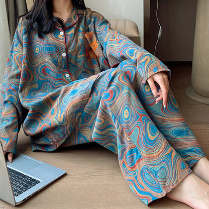 Plus Size Art Print Cotton Loungewear Set - image 5