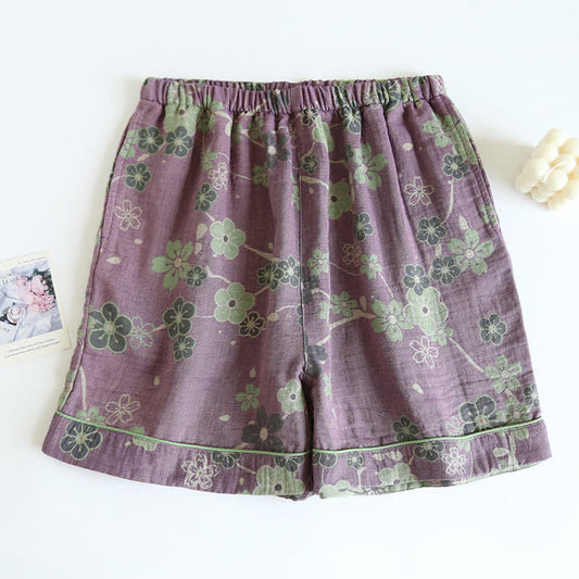 Plum Blossom Pure Cotton Pajama Shorts