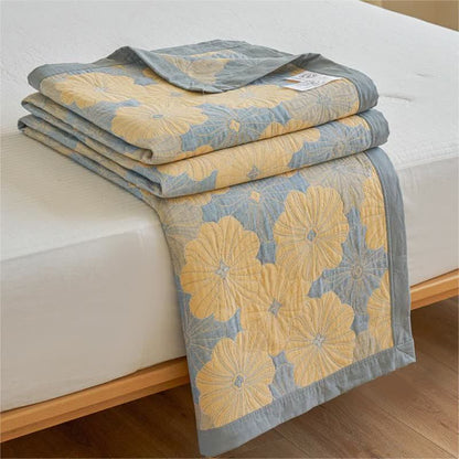 Pure Cotton Gauze Pastoral Lotus Leaf Quilt