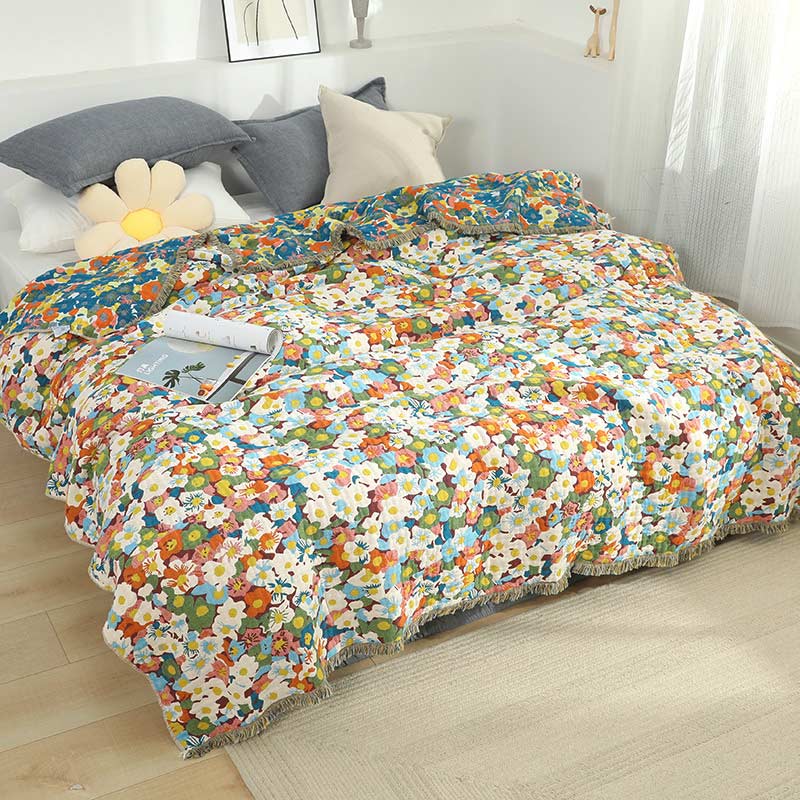 Ownkoti Rustic Flower Reversible Cotton Soft Quilt