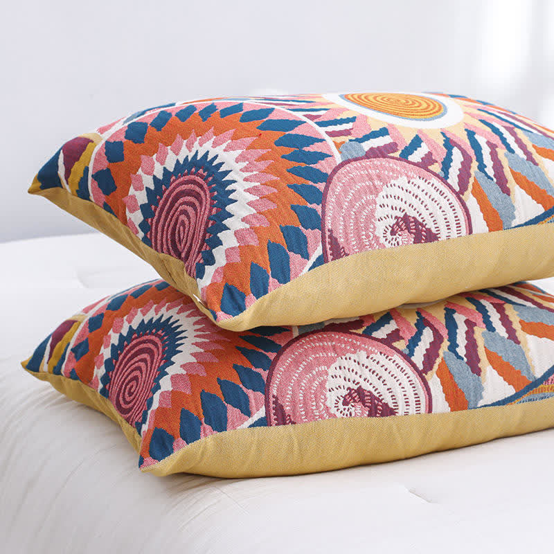 Ownkoti Nordic Sun Print Button Cotton Pillowcases (2PCS)