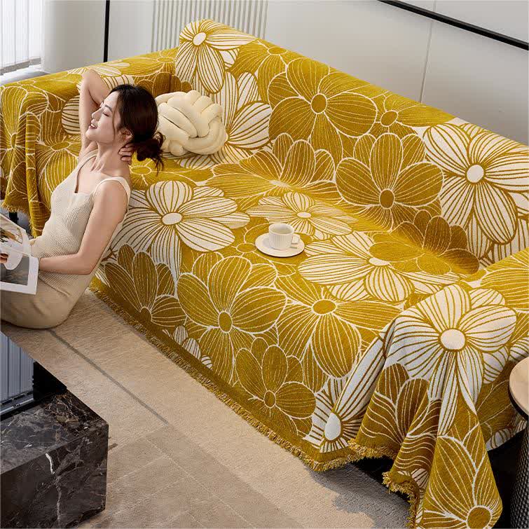 Chenille Jacquard Blooming Floral Sofa Protector