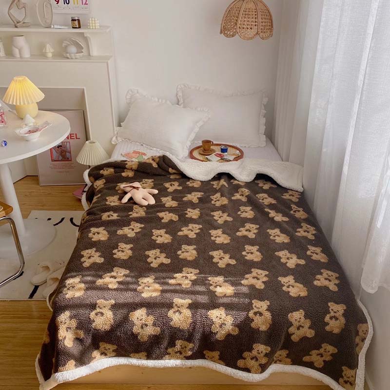 Ownkoti Cute Bear Reversible Throw Blanket