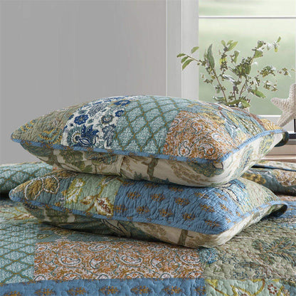 Bohemian Floral Stitching Quilt with Pillowcases