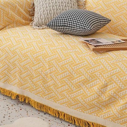 Ownkoti Soft Tassel Blanket Reversible Sofa Cover