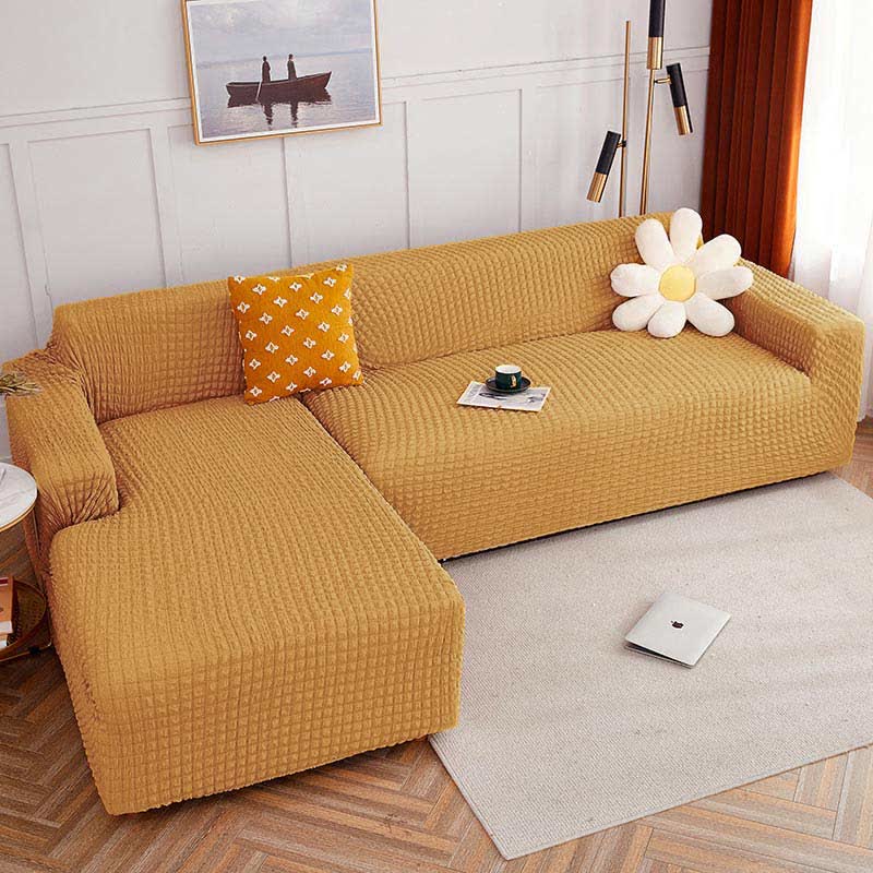 Ownkoti Pure Color Seersucker Stretchable Sofa Cover