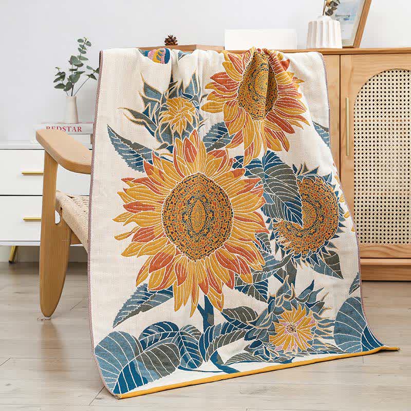 Ownkoti Blooming Sunflower Cotton Bath Towel