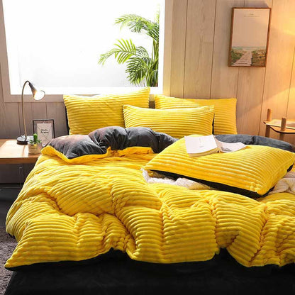 Pure Color Thick Velvet Bedding Set