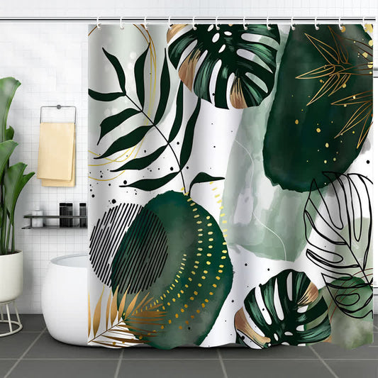 Abstract Leaves Waterproof Shower Curtain