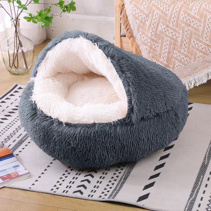 Semi-enclosed Warm Fleece Pet Bed