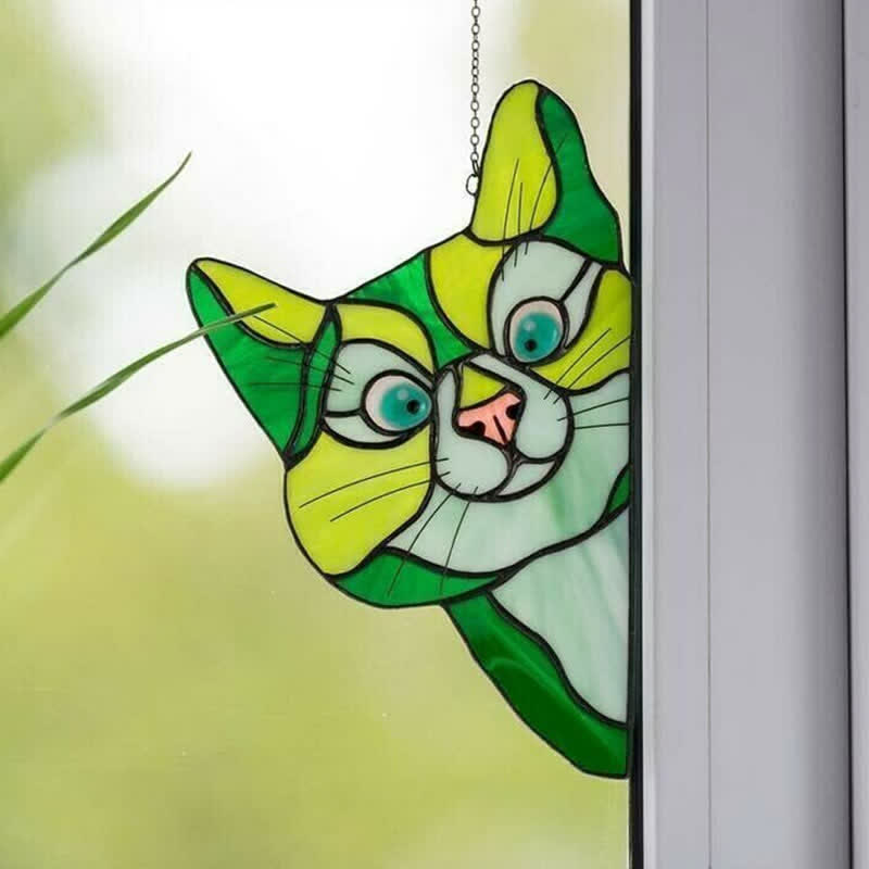 Ownkoti Stain Cat Suncatcher Window Ornament (Buy One Get One Free)