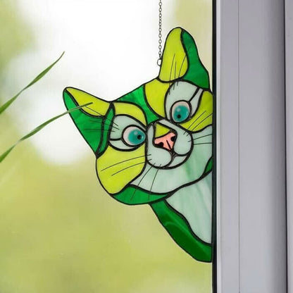 Ownkoti Stain Cat Suncatcher Window Ornament (Buy One Get One Free)