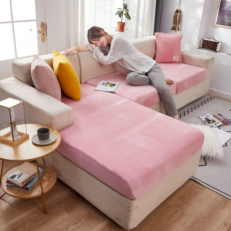 Suede Stretchable Sectional Couch Cover