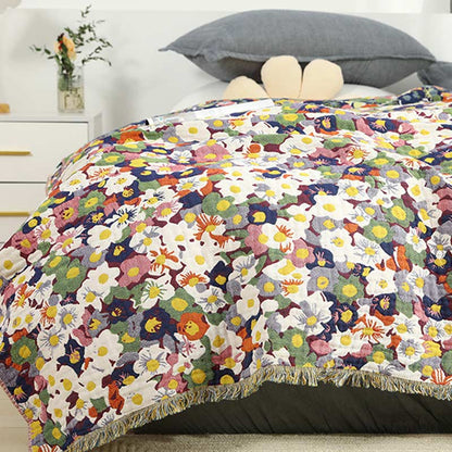 Ownkoti Rustic Flower Reversible Cotton Soft Quilt