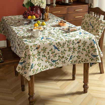 Pastoral Flower & Bird Print Table Cover