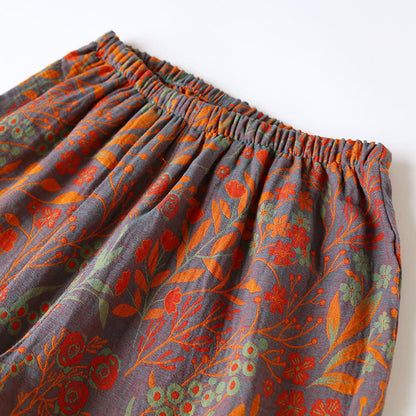 Vintage Leaf Cotton Lapel Loungewear Set - image 10