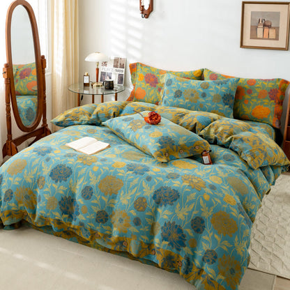 Retro Flower Leaf Cotton Bedding Sets(4PCS) - image 6