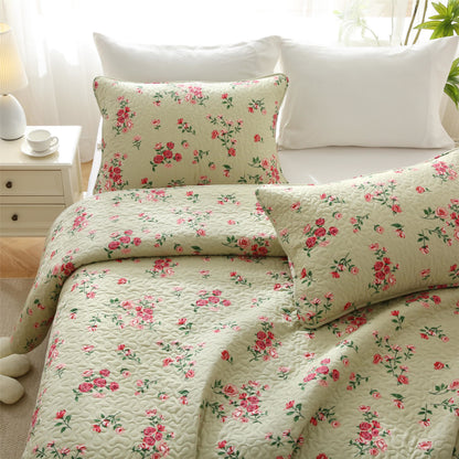 Elegant Rose Quilted Cotton Bedding