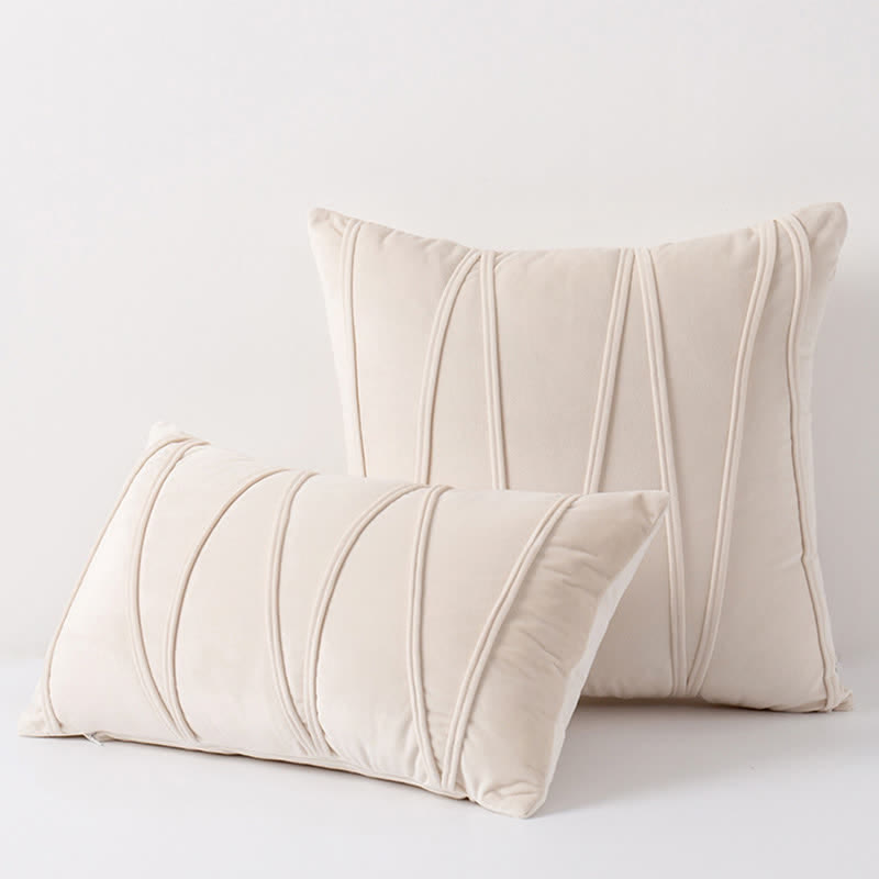 Stripe Pattern Soft Velvet Decorative Pillowcase - Beige - 50cm x 50cm - image 18