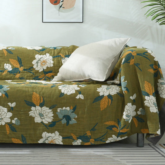 Ownkoti Cotton Flower Reversible Blanket Couch Cover