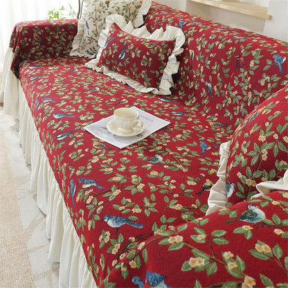 Rural Style Bird & Floral Soft Sofa Cover