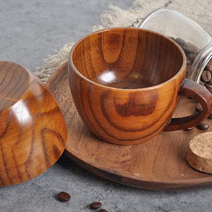 Ownkoti Natural Wooden Tea Cup with Handle (2PCS)