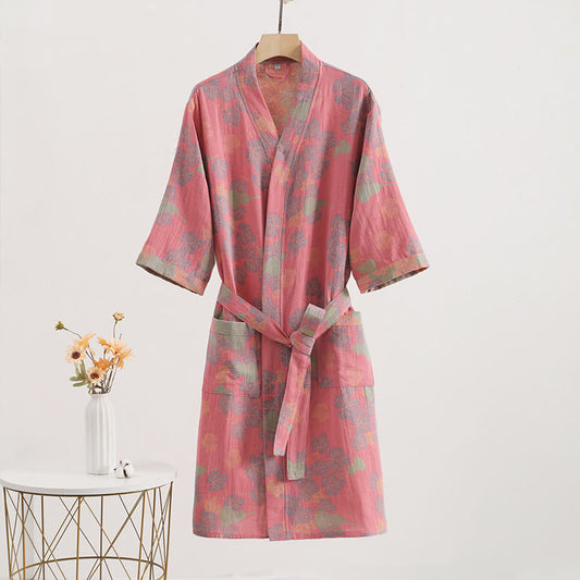 Double Layer Cotton Gauze Gourd Bathrobe