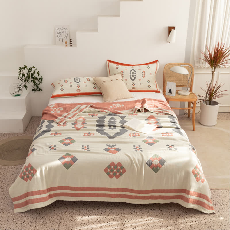 Geometric Four Layer Cotton Gauze Quilt