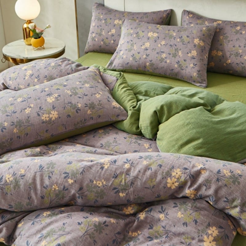 Pastoral Flower Leaf Cotton Reversible Quilt