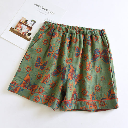 Cotton Gauze Butterfly Soft Pajama Shorts