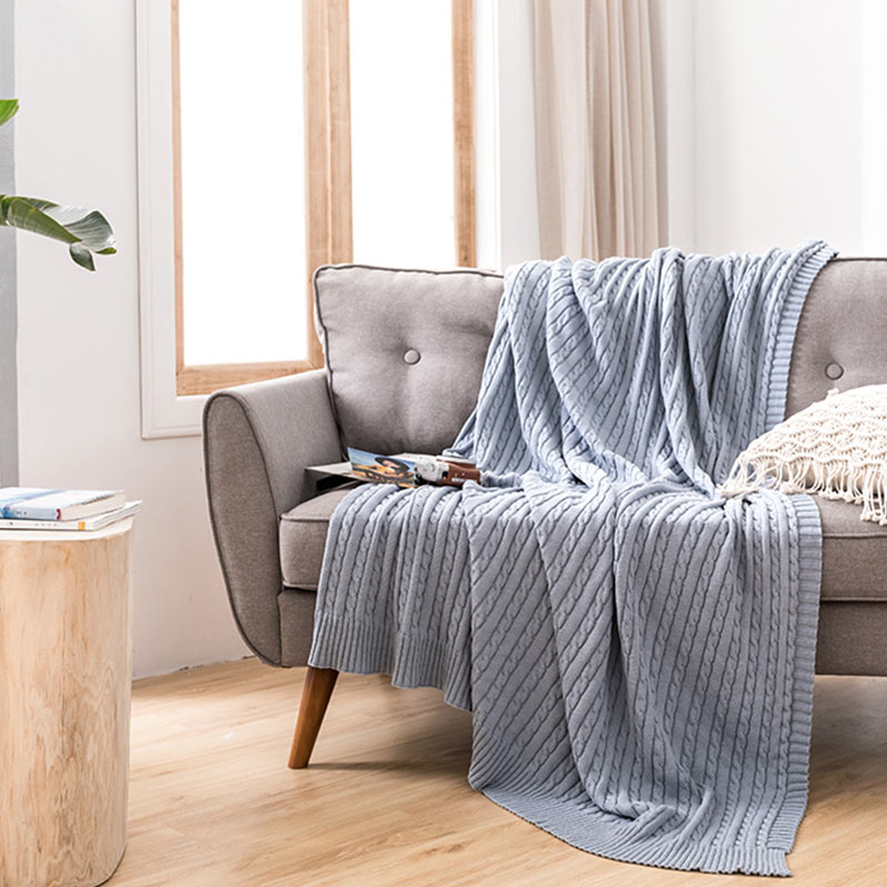 Ownkoti Solid Color Cotton Sofa Knit Blanket