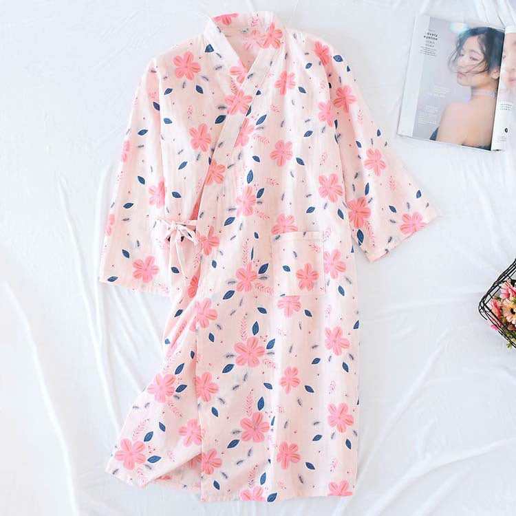 Floral Double Layer Cotton Gauze Nightdress