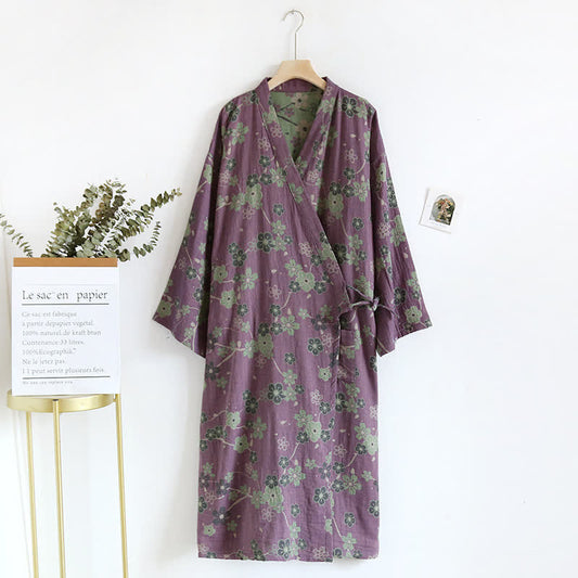 Jacquard Plum Blossom Pure Cotton Bathrobe