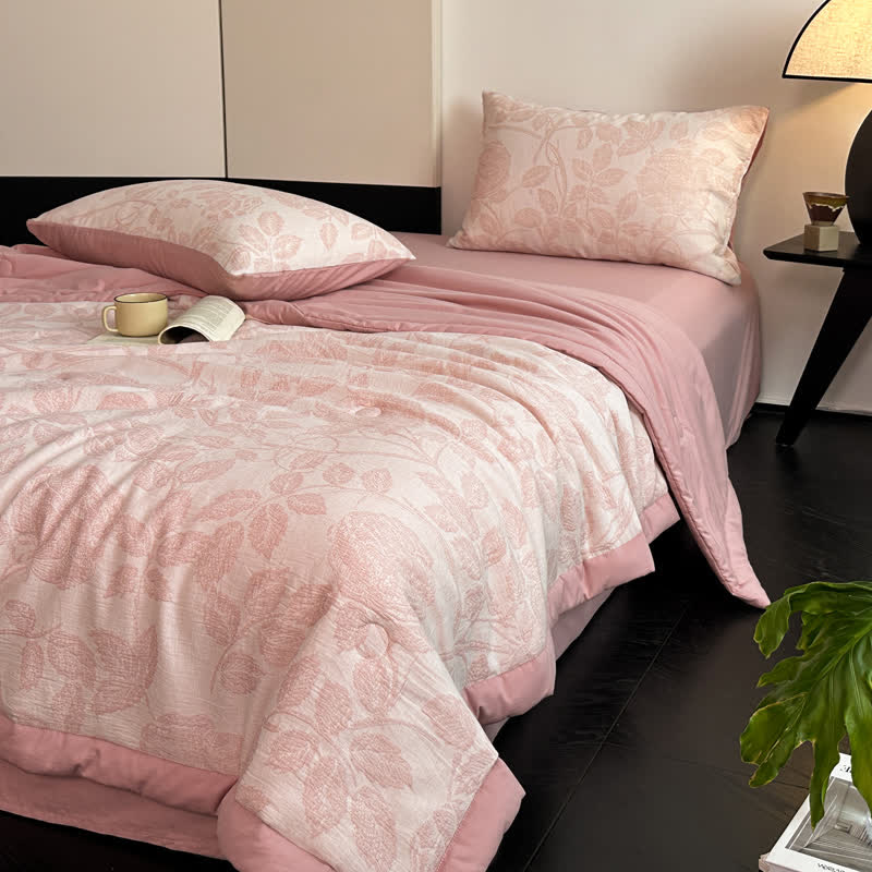 Three Layer Cotton Gauze Jacquard Floral Bedding