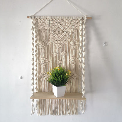 Ownkoti Hand Woven Cotton Tapestry Wall Hanging Plant Holder Home Decor